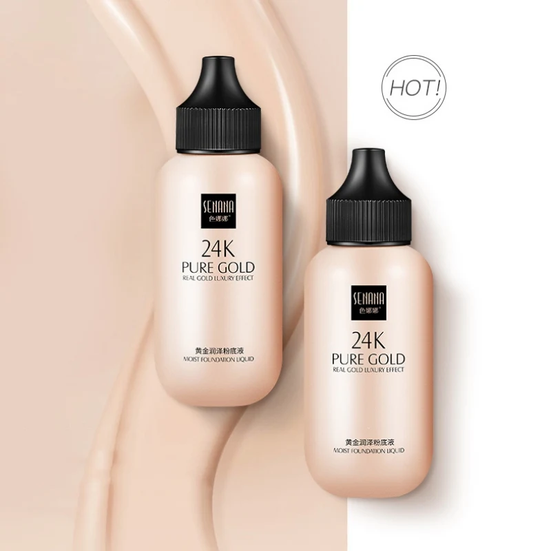 24k Gold Liquid Foundation Moisturizing Cover Blemishes Even Skin Tone Natural Whitening Concealer Primer 24k Gold Liquid Foundation Moisturizing Cover Blemishes Even Skin Tone Natural Whitening Concealer Primer