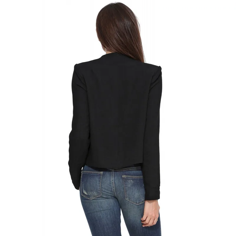 Mr.nut European and American women's V-neck casual jacket Simple and simple solid color slim long-sleeved small blazer