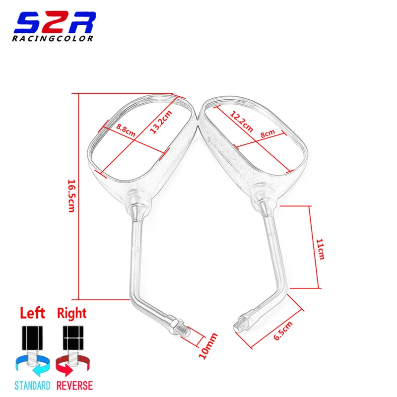 S2R мотоцикл M10 винтовые зеркала для YAMAHA YBR125 XTZ125 XTZ YBR YB 125 боковое зеркало заднего вида Универсальное для HONDA 10 мм Байк