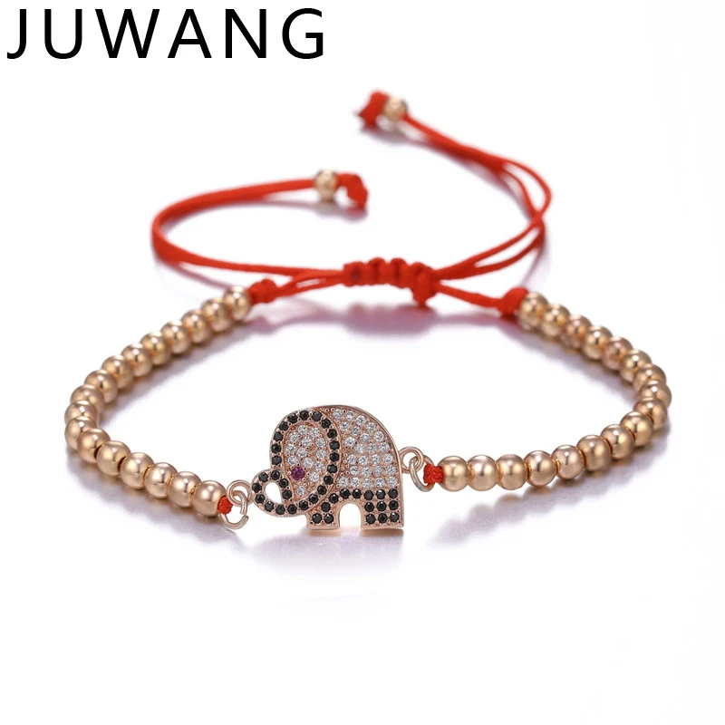 

Elephant Animal Bracelet Charm AAA Cubic Zircon bangles Adjustable Handmade Copper Beads Braided For Women Men Fashion jewery