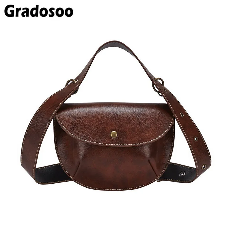

Gradosoo Vintage Chest Bag Female Fashion Waist Pack Women Waist Belt Bag N Small Saddle Shoulder Bags Free Handbags LBF330