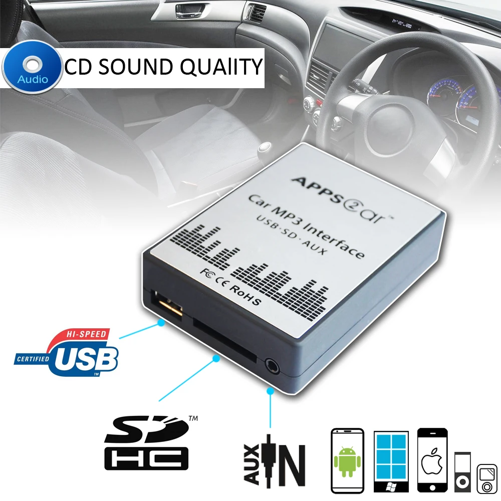 Renault Modus MP3 SD Lector de Tarjetas USB CD AUX entrada adaptador de audio digital