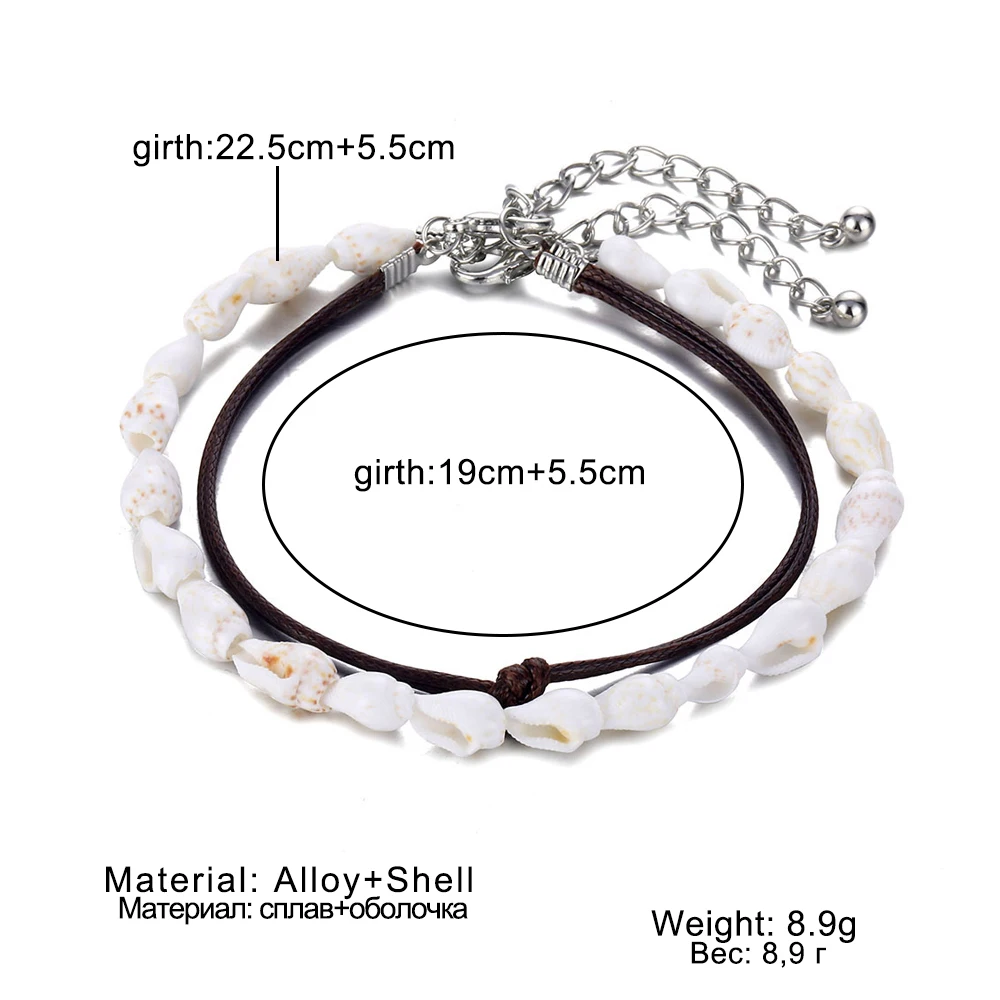 Women Anklets 2 Pcs/Set Beach Barefoot Bracelet