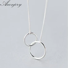 Anenjery – collier court à Double cercle, couleur argent, pour femmes, S-N191