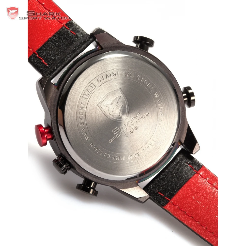 Kitefin SHARK Sport Watch Luxury Brand Sport Watches Men Relogio Dual Time Alarm Leather Strap Military Digital Watches / SH261