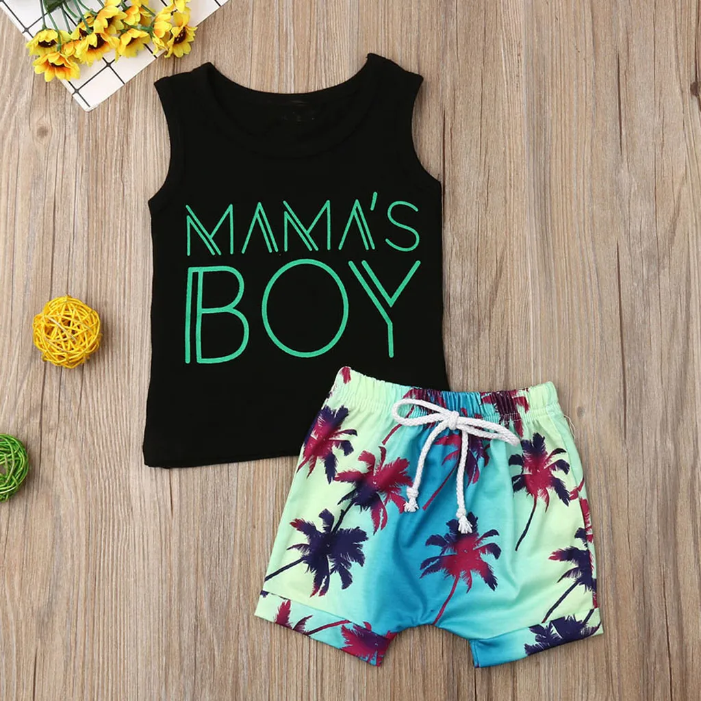 MUQGEW Toddler Kids baby boy clothes Letter Vest Tops Print Shorts 2PC Outfits Sets Summer pasgeboren baby kleding#y2