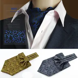 Высокое качество Мужские Винтаж свадьбы Формальные галстук Ascot раздавите self британский стиль джентльмен шелк узор Cravate