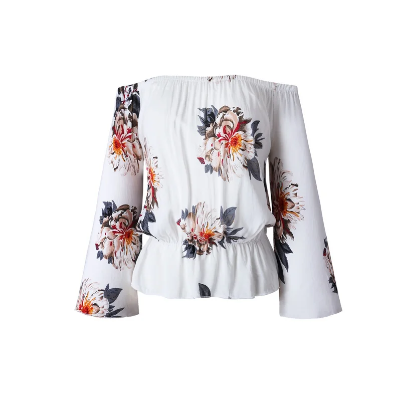 Расклешенный рукав богемное цветочный принт топы на бретелях элегантный с открытыми плечами укороченный Топ для женщин одежда летние уличные футболки Camis