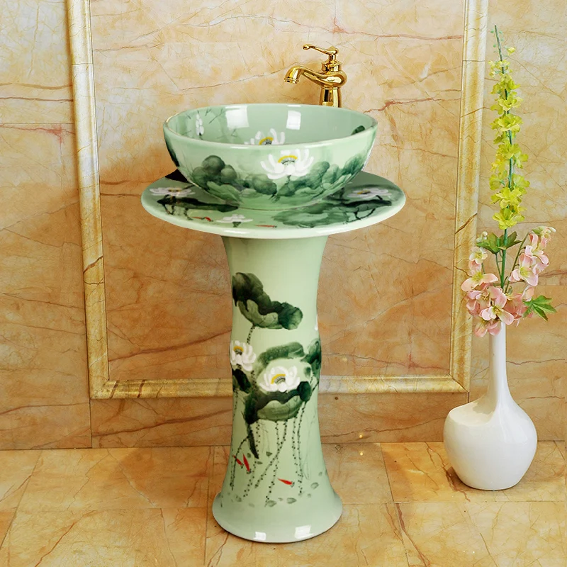 Chinese Art pedestal basin Vertical Table Basin Floor Type Basin