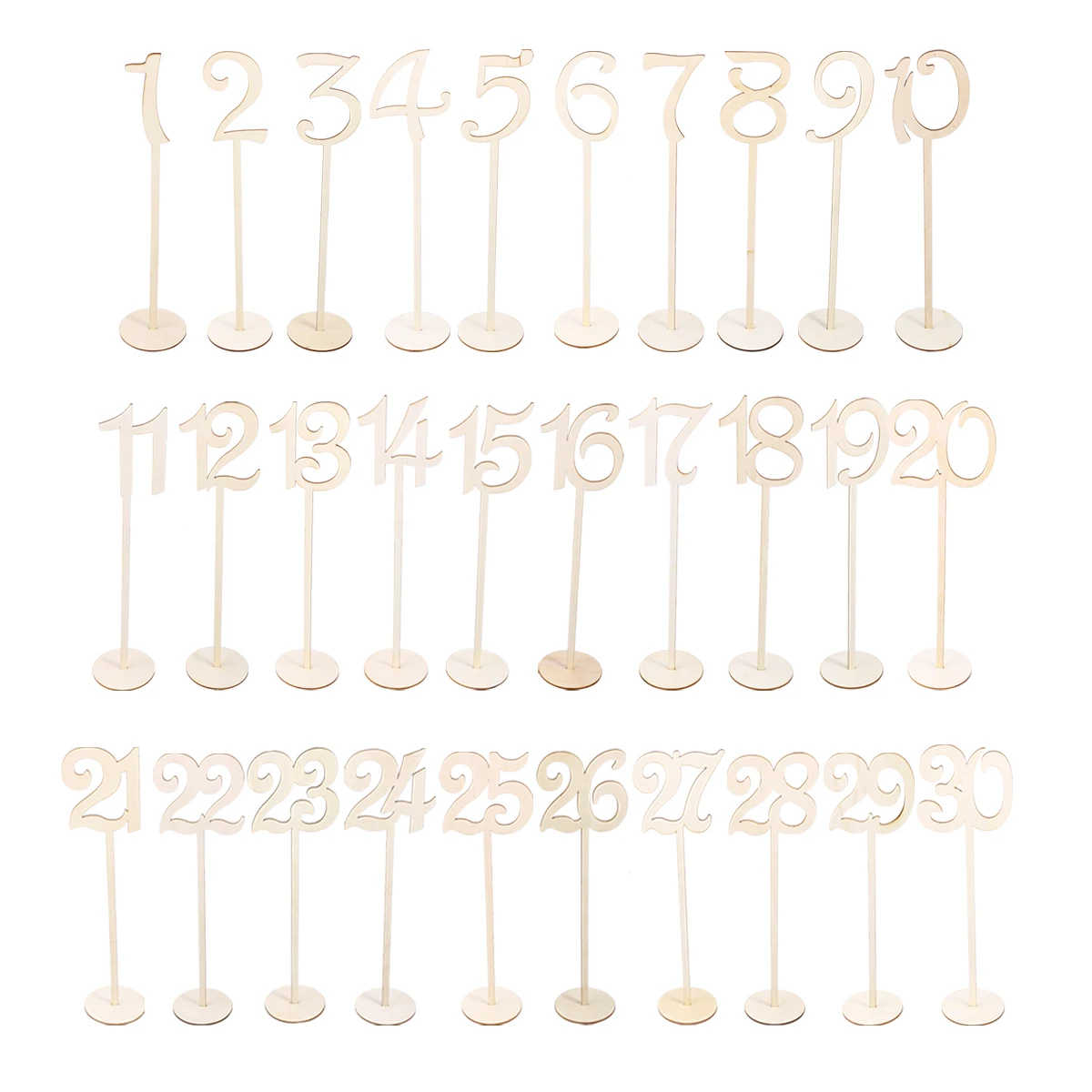 

1-30 or 41-50 Wooden Table Numbers with Holder Base for Wedding Birthday Party Home Decoration
