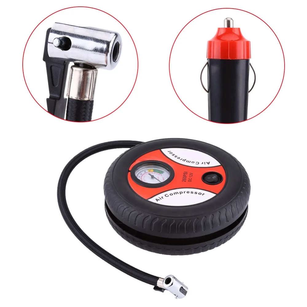

260PSI Car Mini Inflatable Pump Air Compressor Tire Design 12V Input Air Pumping Tire Pumps Voltage Electric Inflating Machine