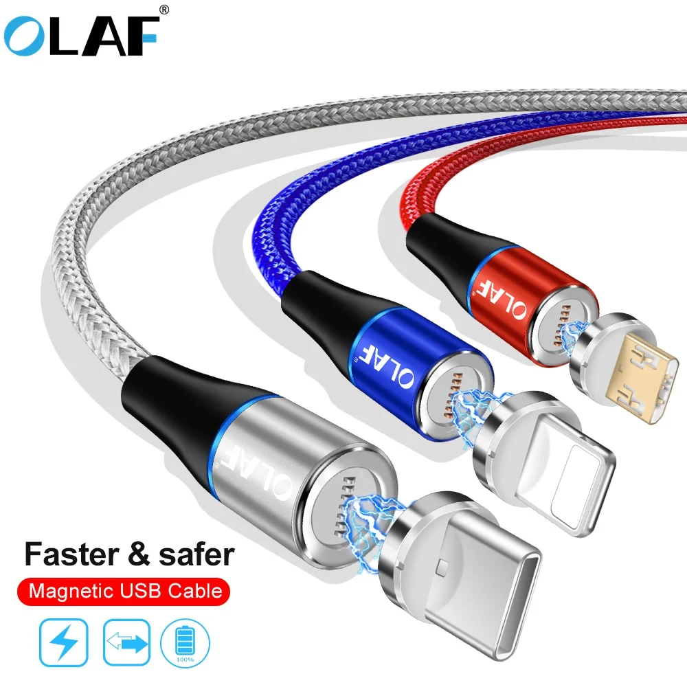 Магнитный зарядный кабель OLAF Quick Charge 3,0 Micro usb type C 3A Быстрая зарядка Магнитный кабель для iPhone huawei samsung Xiaomi LG