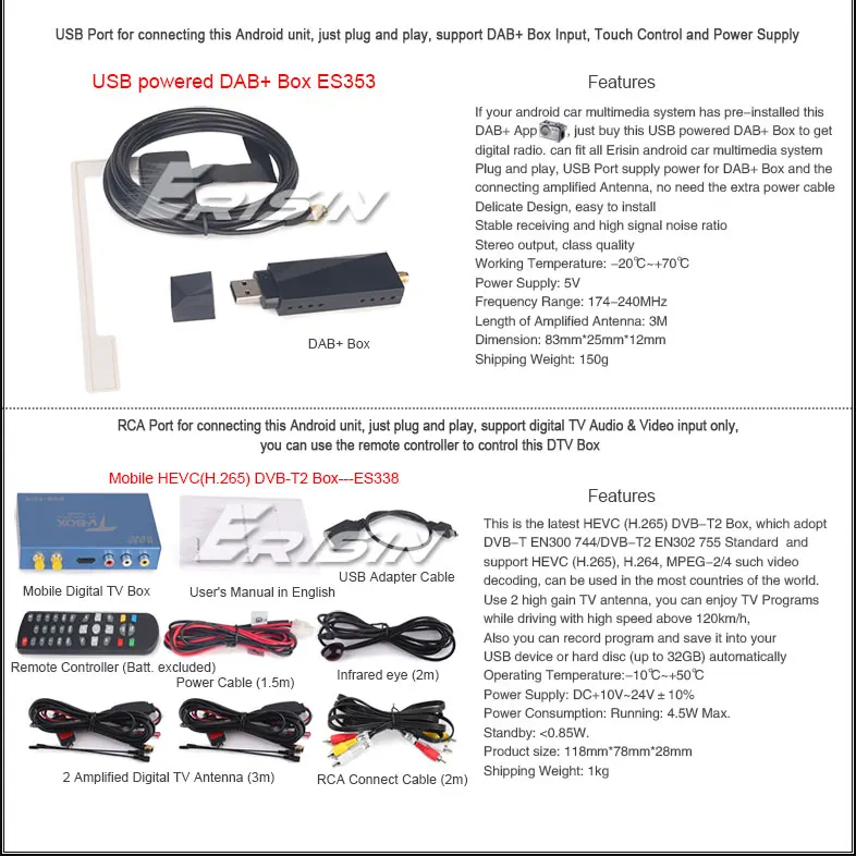 Cheap Erisin ES7496B 9" Android 8.0 Car DAB+ GPS Navi BT OBD 4G TPMS DTV-IN for BMW 3er E46 Rover75 MG ZT 26