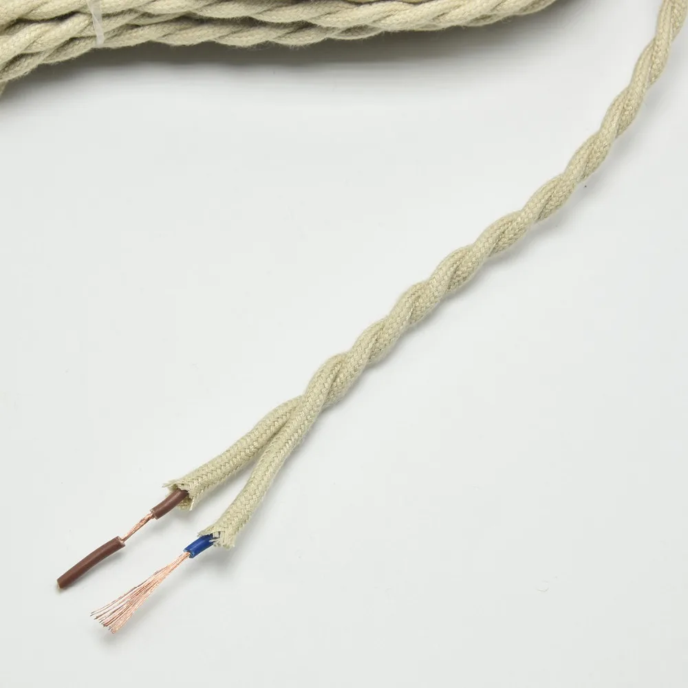 2*0,75 мм2 винтажный текстильный Электрический провод бежевый Эдисон винтажный шнур для лампы Ретро скрученный плетеный кабель подвесной светильник лампа провод 10 м