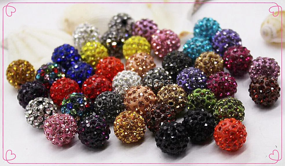 Fasion! Free Shipping!100pcs/lot 10mm Mix Black Purple Blue White 25 Mixed color Ball Beads For Shamballa Crystal Bracelet. | Украшения и
