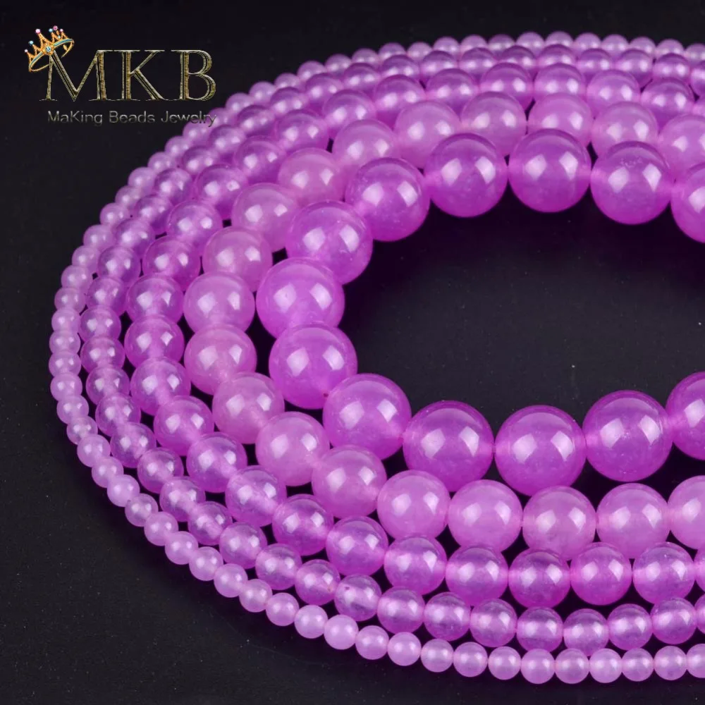

Wholesale Natural Round Fuchsia Jades Stones Beads For Jewelry Making 4 6 8 10 12mm Ball Beads Diy Bracelet Necklace Jewellery