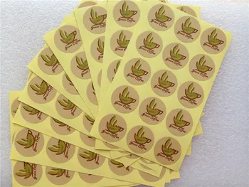 

100pcs Free shipping wholesale custom printed grass coffee packaging labels cup caution warning stickers box seal tags Dia.30mm
