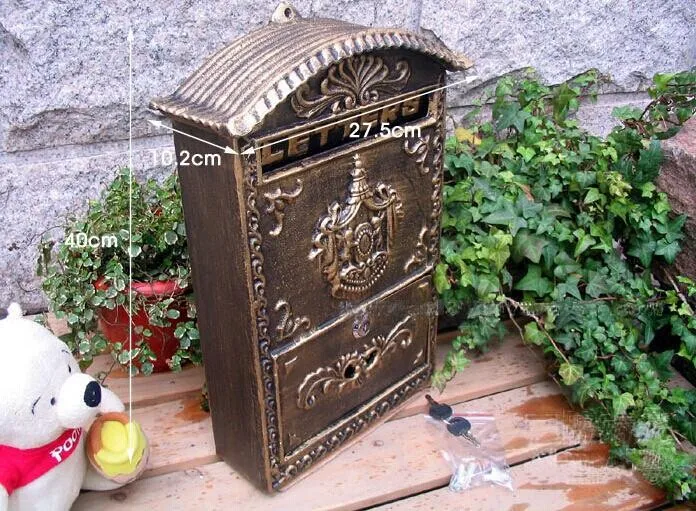 Чугунный почтовый ящик с тиснением отделка Декор стены металлические почтовые письма коробка