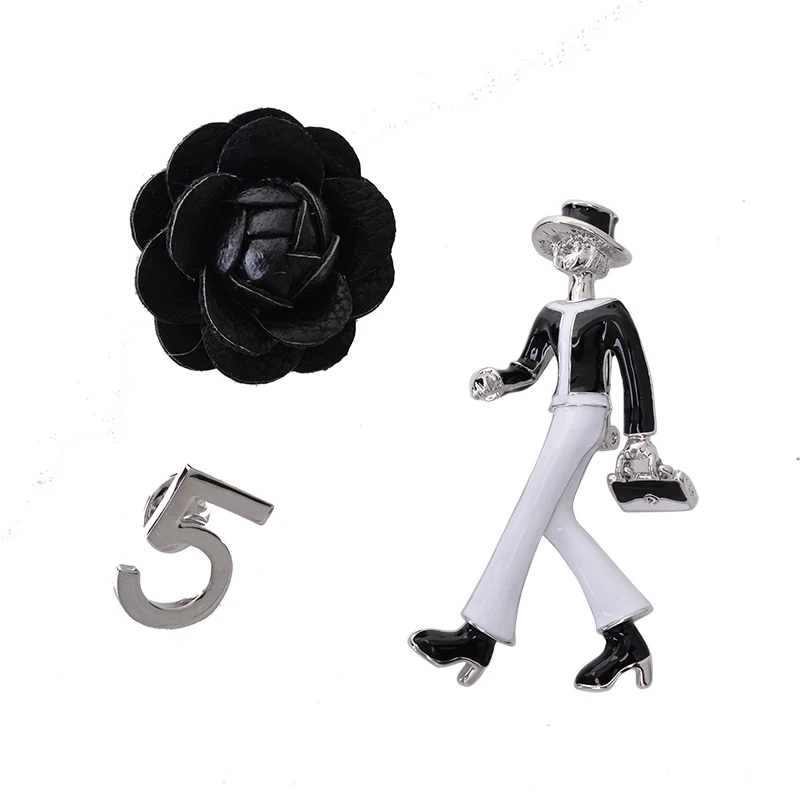 

Set Of 3 CC No 5 Simulated Enamel CC Lady Camellia Flower Brooch Lapel Pin Jewelry Accessories Gift