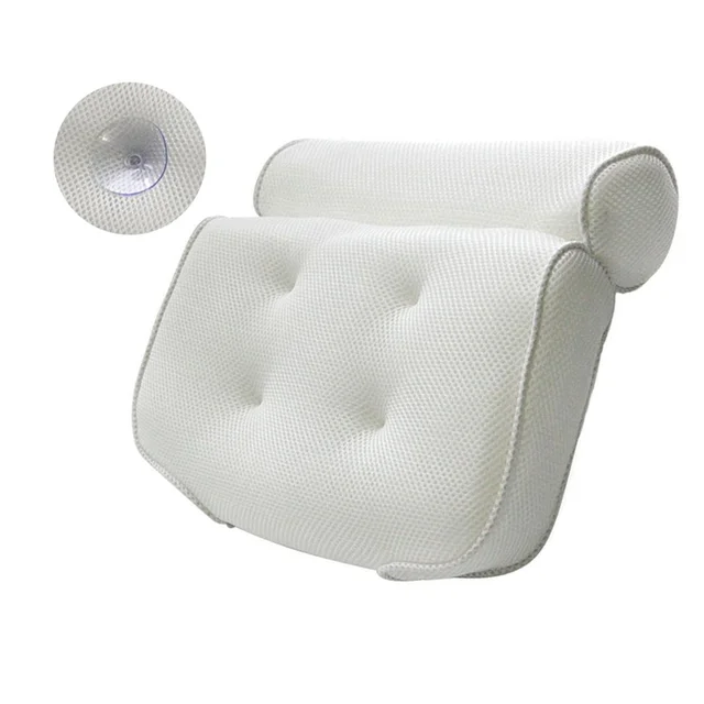 3D Mesh Home Spa Bathtub Pillow Cushioned Bath Tub Pillow Suction Cups