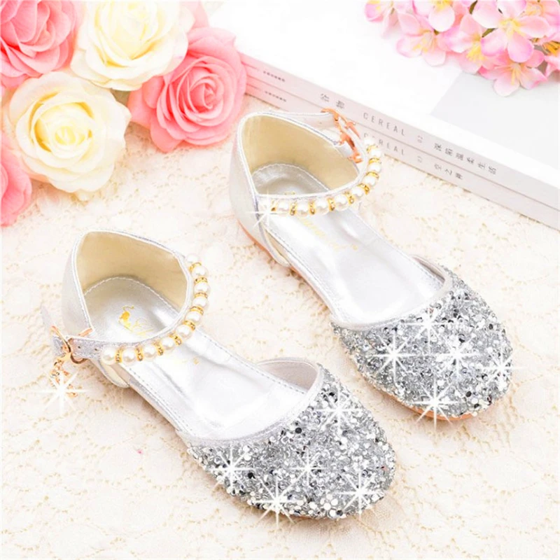 

2019 new girls birthday party sandals princess baby girl shoes Toddler Infant Kids Pearl Bling Sequins Single Princess Shoes
