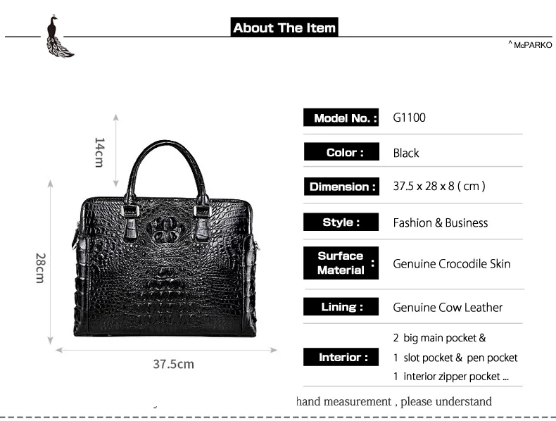 Натуральная кожа крокодила Портфель Мужская мода крокодиловой кожи портфель для ноутбука сумка мужчины высокого класса деловые сумки