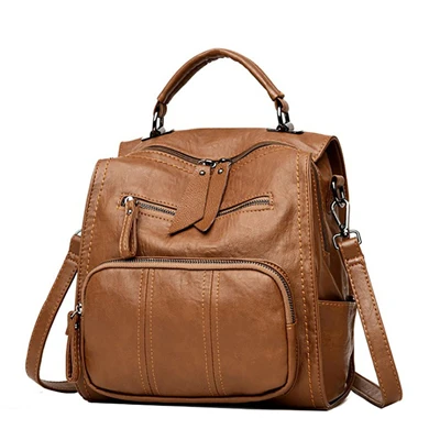 AOTIAN кожаный рюкзак, женская обувь студентов школьная сумка большой рюкзаки многофункциональные дорожные сумки Mochila Винтаж Back Pack A30 - Цвет: Оранжевый