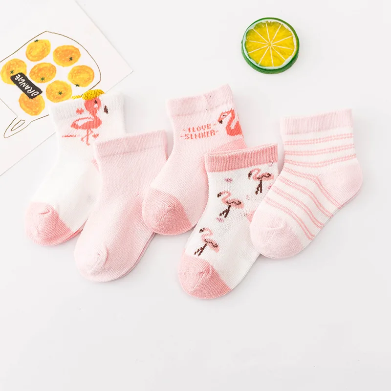 5 пар/лот, детские носки летние тонкие сетчатые носки с рисунками для новорожденных девочек, хлопковые Повседневные носки для маленьких мальчиков и девочек - Цвет: Style 4