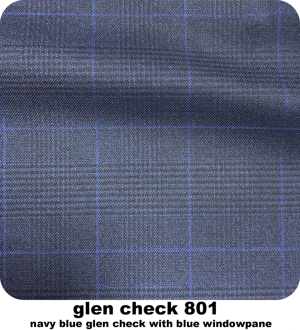 Navy Blue Glen Check Men Suit Custom Made Suit Slim Glen Plaid Two-piece Suit Men Prince Of Wales Checkered Suit with Windowpane