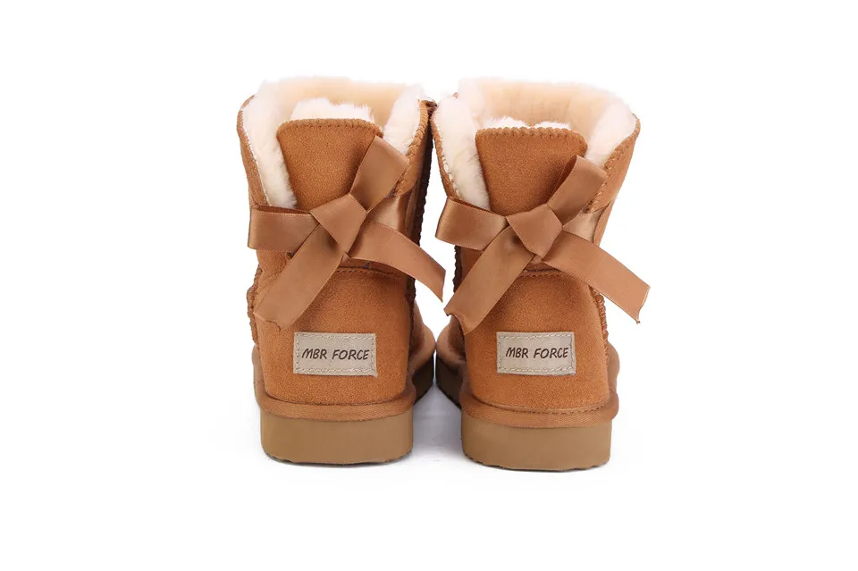 MBR FORCE/модные женские теплые зимние ботинки; женские ботинки из натуральной воловьей кожи; ботильоны; обувь на меху; размеры 34-44