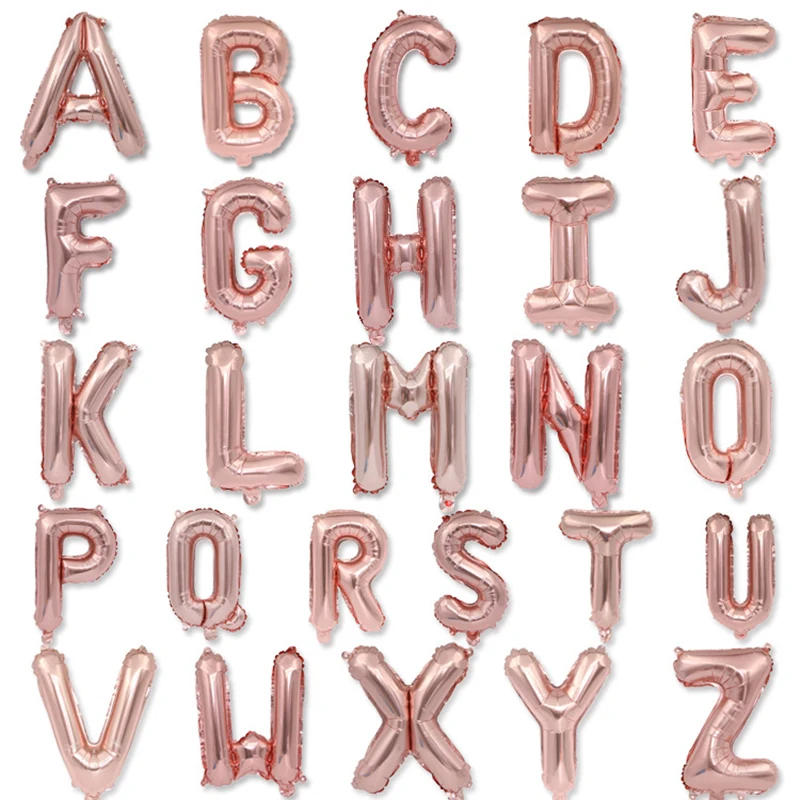 

1PCS 16 inch Rose Gold Letter Aluminum Foil Balloon Wedding Decorate Letter Balloons For Children Birthday Party Decoration