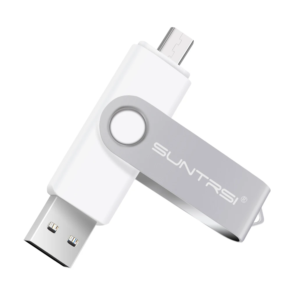Suntrsi OTG USB флеш-накопитель 32 Гб 16 Гб Флешка для смартфона/планшета/ПК USB2.0 Поворотная USB флешка 64 ГБ 8 ГБ реальная емкость - Цвет: white