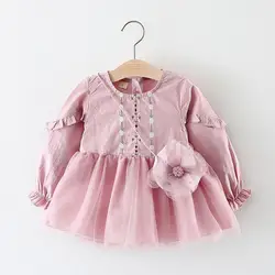MUQGEW/комплект из 2 предметов для маленьких девочек, платье с вышивкой и пузырьками платье из гренадина + сумка, Модный комплект 2019 sukienki dziewczynka
