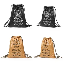 Новые рюкзаки нейтральные буквы крафт бумажные рюкзаки водоотталкивающие Путешествия Drawstring Карманы zaino donna plecak T