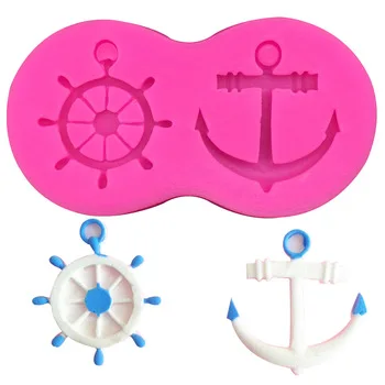 Free shipping Rudder and anchor silicone mold chocolate fondant cake decoration Kitchen Tools F0209