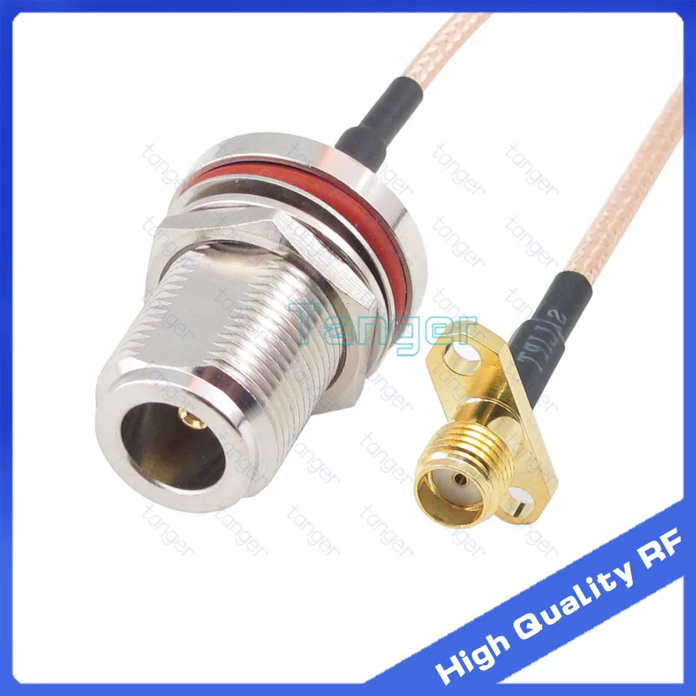 

N female bulkhead nut to SMA female 2hole panlewith RG-316 RF Coaxial Pigtail Jumper cable 6" 15cm Tanger High Quality RF cables