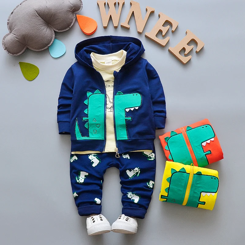 

DIIMUU Autumn Fashion 3Pcs Kids Boys Girls Clothing Cotton Outfits Children Casual Hoodies Coats + T-Shirts + Pants Tracksuits