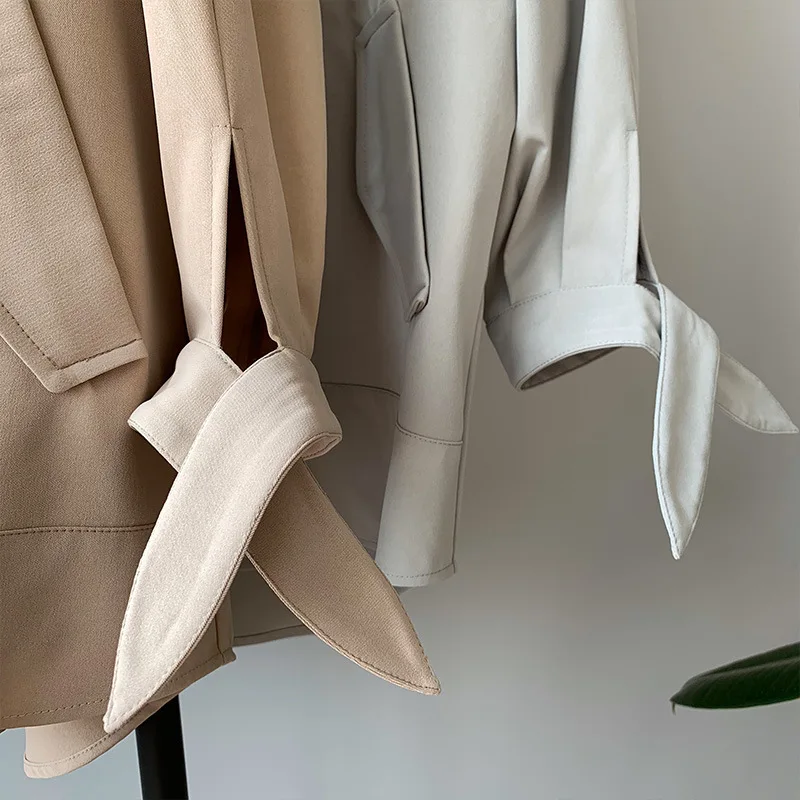 Fashion Trench Coat Female Autumn Windbreaker Drawstring Casual Loose Safari Clothes Stand Collar 2020 Spring Women Short Trench