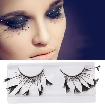 

2020 Fashion Women New Feather False Eyelashes Makeup Eye Tail Extended Drama Stage Art Form Party Long Women Makeup Tools