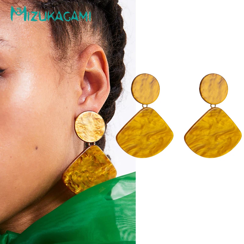 

Long Earrings Orange Sector Acrylic Zinc Alloy Korean Earrings Big Dangle Earrings Jewelry Aretes De Mujer Modernos