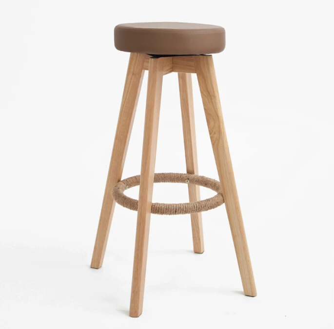 Wooden Swivel Bar Stools Modern Natural Finish Round Leather Foam Wooden Swivel Bar Stools Modern Natural Finish Round Leather Foam Seat Backless Indoor Coffee Cafe Furniture Chair 25 Inch In Chairs From