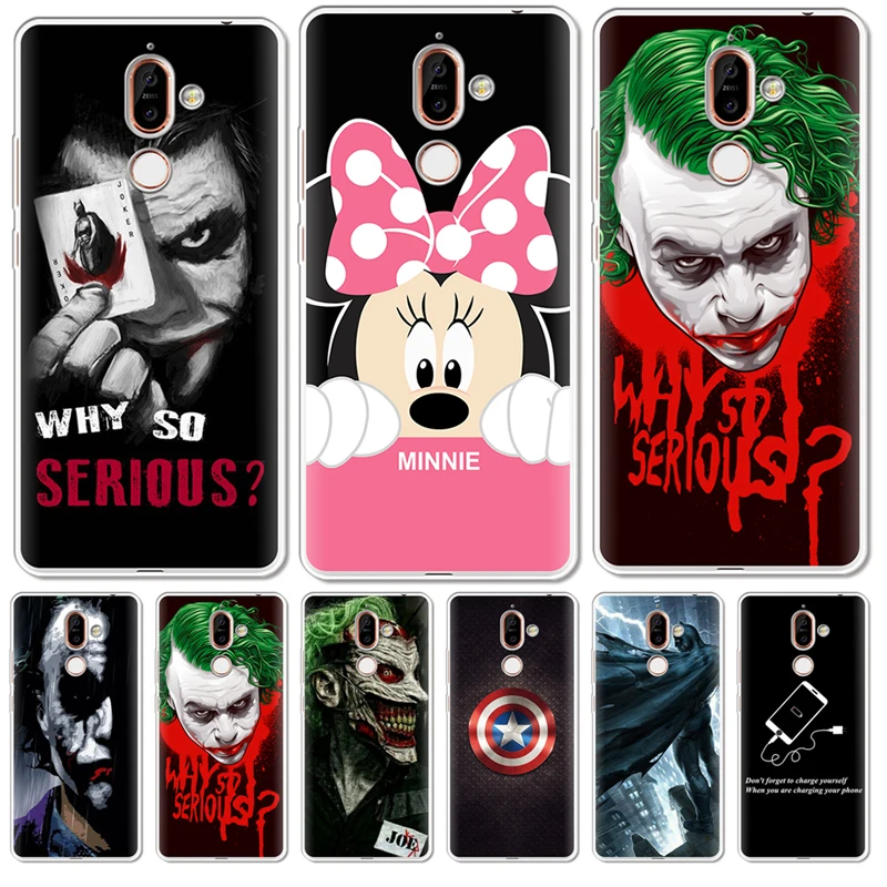 For Nokia 1 3 5 6 2 Plus 2.1 3.1 5.1 6.1 2018 7.1 Phone Case Back cover coque cartoon Joker venom pattern cute Soft Silicone |