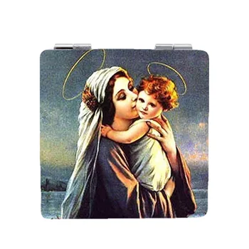 

JWEIJIAO Virgin Mary and child ART make up mirror Painter's masterpiece moive 1X/2X Magnifying pocket mirror MY01