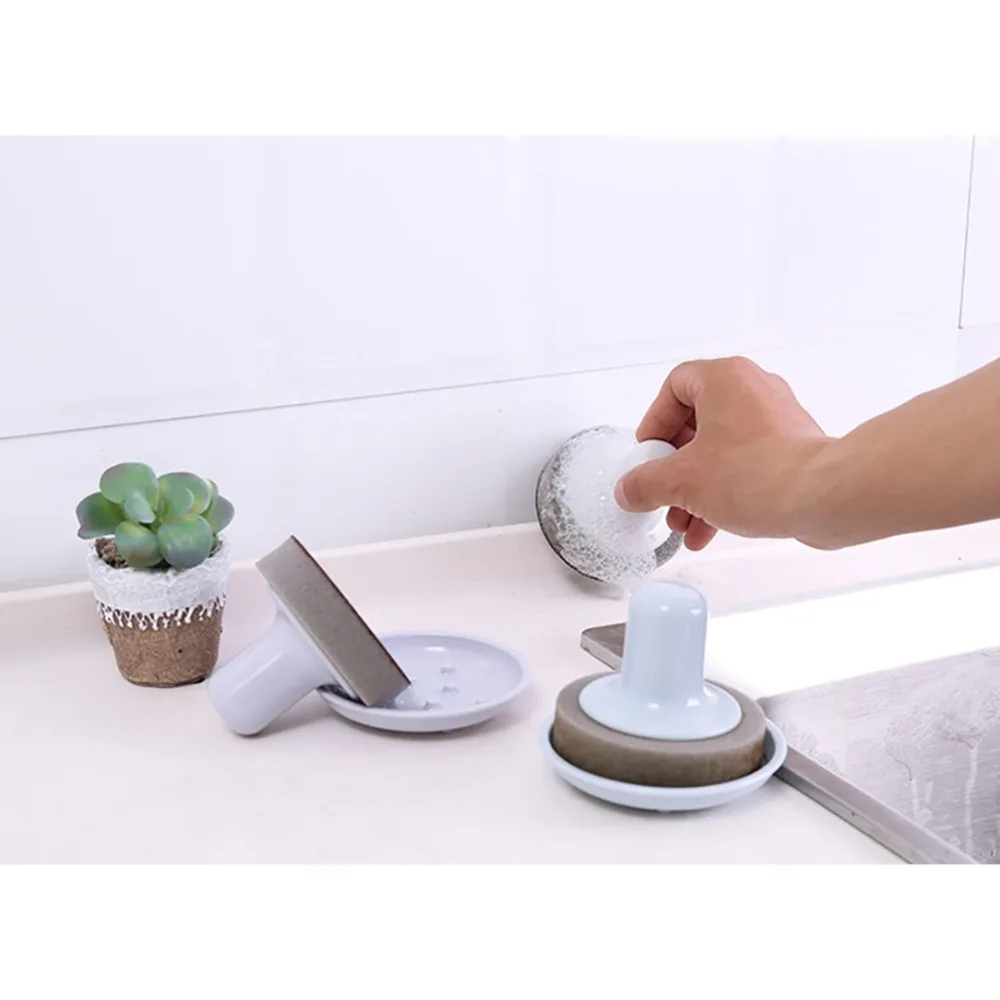 Anti-microbial Scrubber Sponges Grip Sponge Brush With Tray For Kitchen Gas Stove D1 Decor | Дом и сад