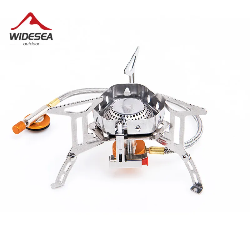 Widesea الرياح واقية في الهواء الطلق موقد غاز حديدي موقد للتخييم ولاعة السياحية معدات المطبخ اسطوانة البروبان شواء