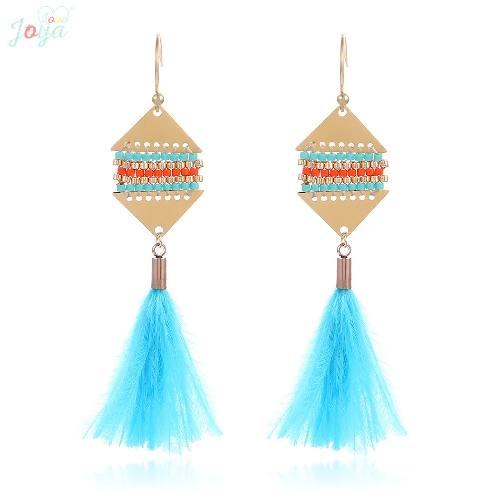 Joya любовь Винтаж серьги для Для женщин Нержавеющая сталь Серьги Boho перо