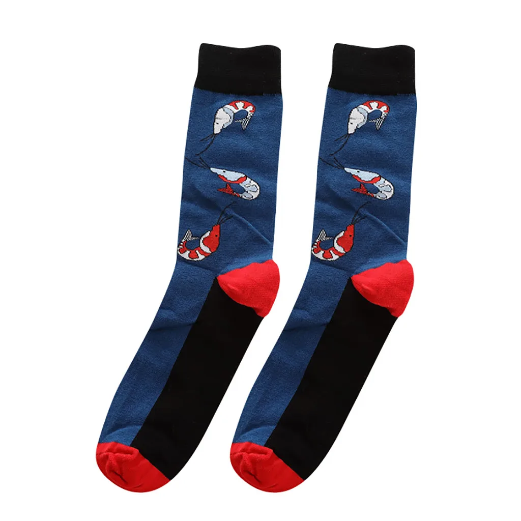Модные забавные носки в стиле Харадзюку с принтом «Счастливый человек» Цветные Лоскутные Полосатые повседневные носки в горошек высокого качества из хлопка 1 - Цвет: BU