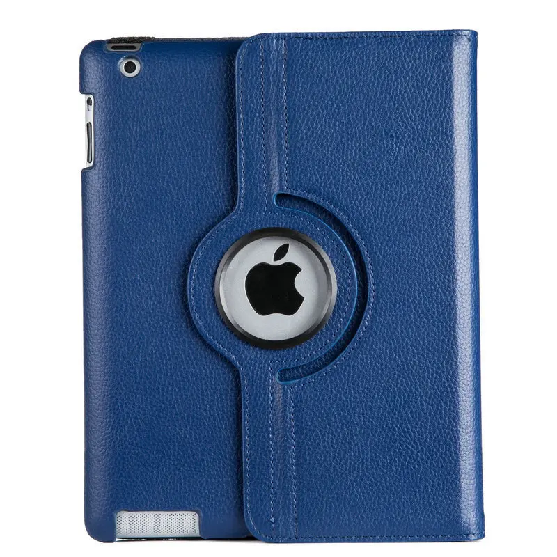 navy blue Чехол для Apple iPad 2 iPad 3 iPad 4 из искусственной кожи с Умной подставкой откидной Чехол 360 Вращающийся протектор экрана пленка Стилус ручка подарки - Цвет: navy blue