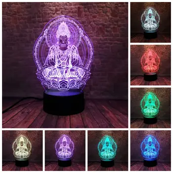 

Chinese Avalokitesvara Model 3D Illusion NightLight LED 7 Colors Changing Light Desk Decor Buddha Figure Toys