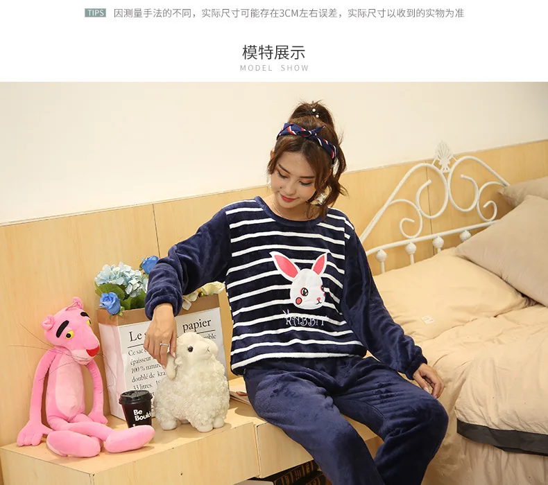 Women Autumn Spring Pajamas Long Sleeve Night Wear Clothes Stripe O-Collar Pajama Suits Women Nighty 2018 Sleeping Clothes JW337 (53)
